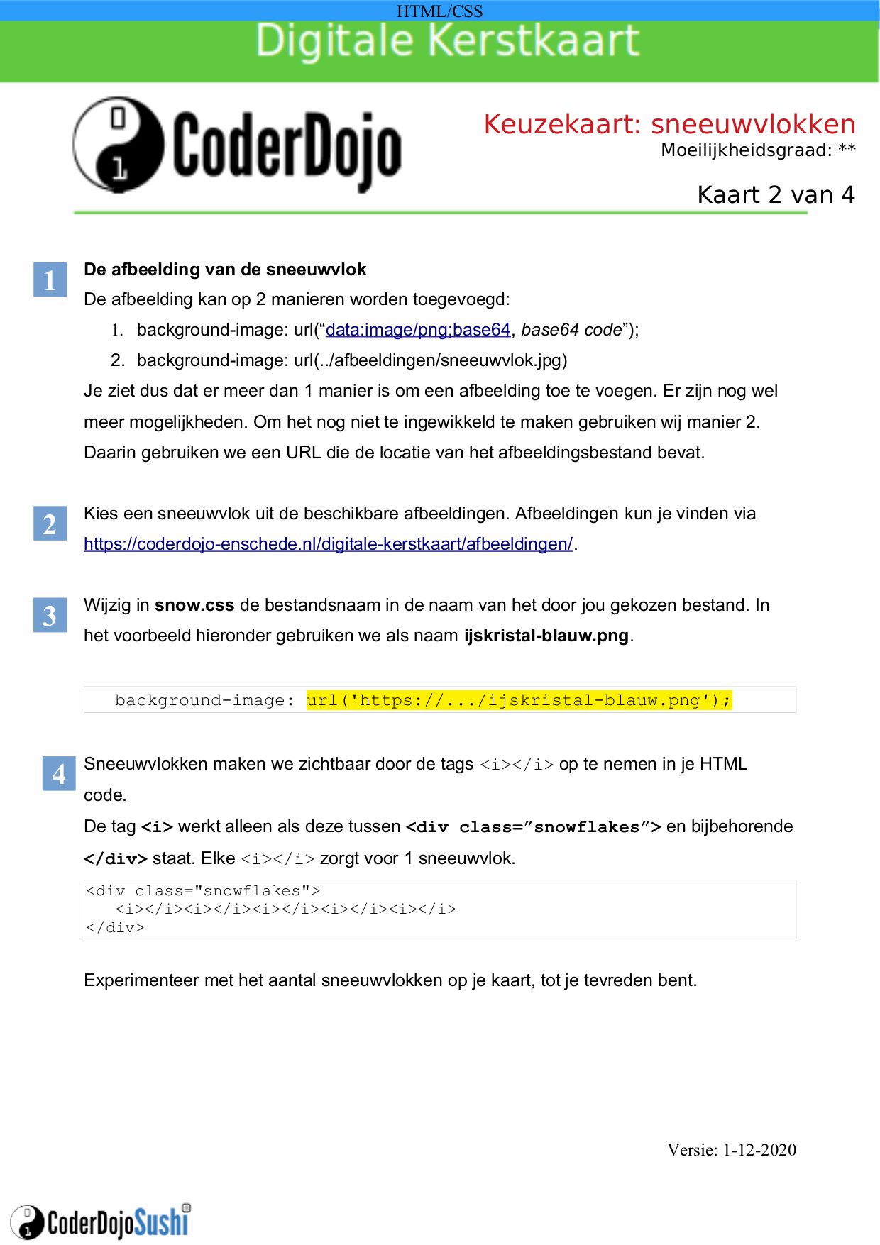 Sushi card - sneeuwvlokken 2