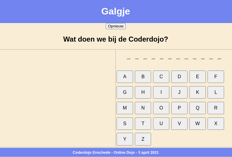 Galgje - Alfabet - alle 26 letters